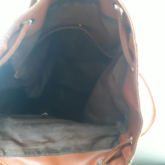 B.Angel 'New World Map' Brown Leather Backpack - Picture 4 of 9